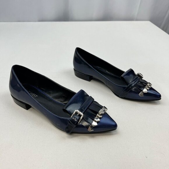 Nine West Women’s Low Heel Loafer Pointed Toe Tasseled Blue Size 7M - Picture 3 of 11